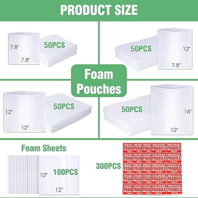 600Pcs Dish Packing Supplies for Moving, 300 Cushion Foam Wrap Pouches & Sheets - Image 2
