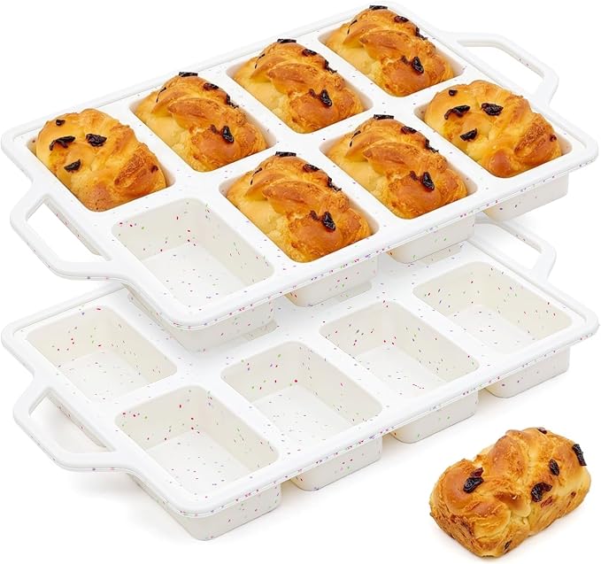 Vinino 2 Pack Mini Silicone Loaf Pans, 8-Cavity Metal Reinforced Frame Pans | - Image 8