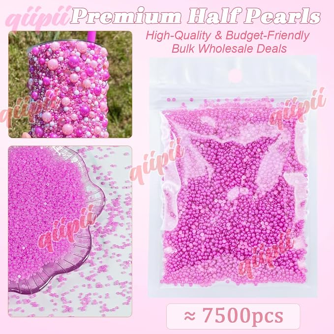 qiipii 7500PCS 2mm Small Rose Red Half Round Pearls - Image 2