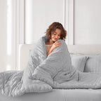 MUXHOMO 7 Pieces Queen Comforter Set, Seersucker Bed in a Bag Queen Size - Image 8