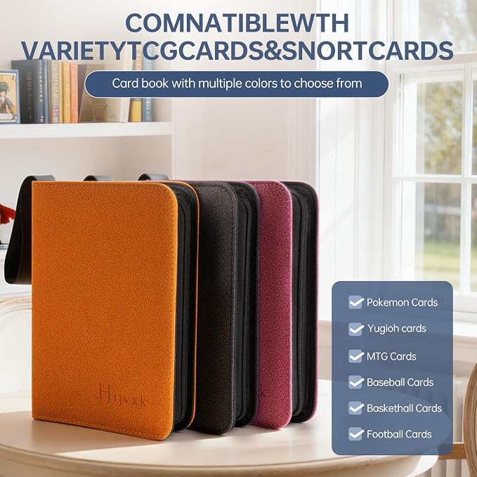 4 Pocket Card Binder for 400 Cards, Premium PU Zipper Card Collection Album - Image 4