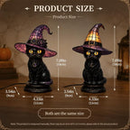 Resin Black Cat Witch Hat Table Lamp - Image 3