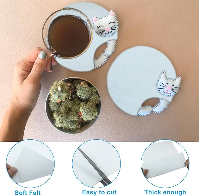 6 Pcs, 8 x 12 Inch White Felt Sheets, 2mm Thick | Felt Fabric - Image 2