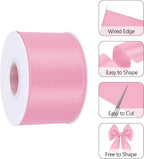 Pink 2.5 Inch Continuous 25 Yards Satin Wired Ribbon - Image 3