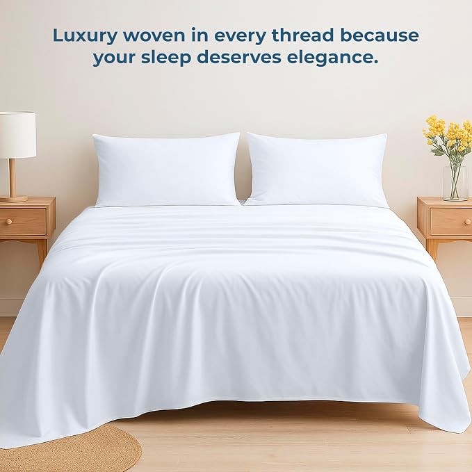 Royale Linens 100% Organic Cotton Full Flat Sheet Only - Image 6