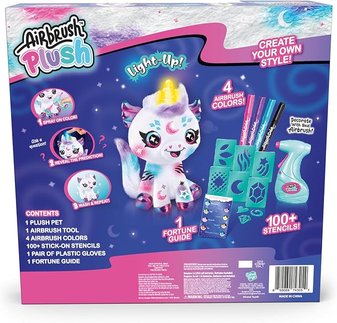 Canal Toys Airbrush Plush Cosmic Light Up Unicorn! Decorate, Repeat! Customize - Image 4