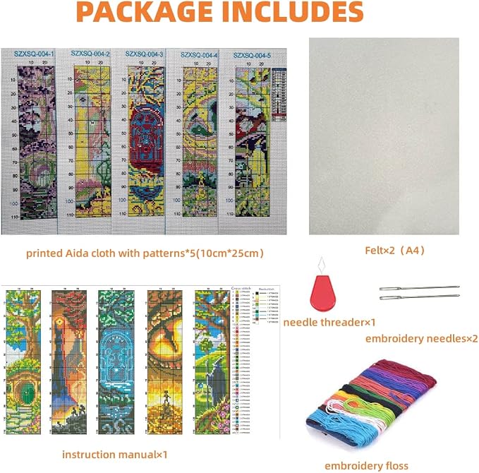 ZuoAnLF 5 PCS Cross Stitch Bookmark Kits, DIY Bookmarks Cross Stitch Kits - Image 5