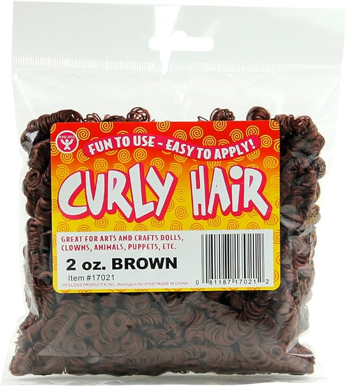 Hygloss 2 oz Curly Doll Hair for Crafts Brown- Premium Synthetic Hair for Doll by HyglossProductsInc