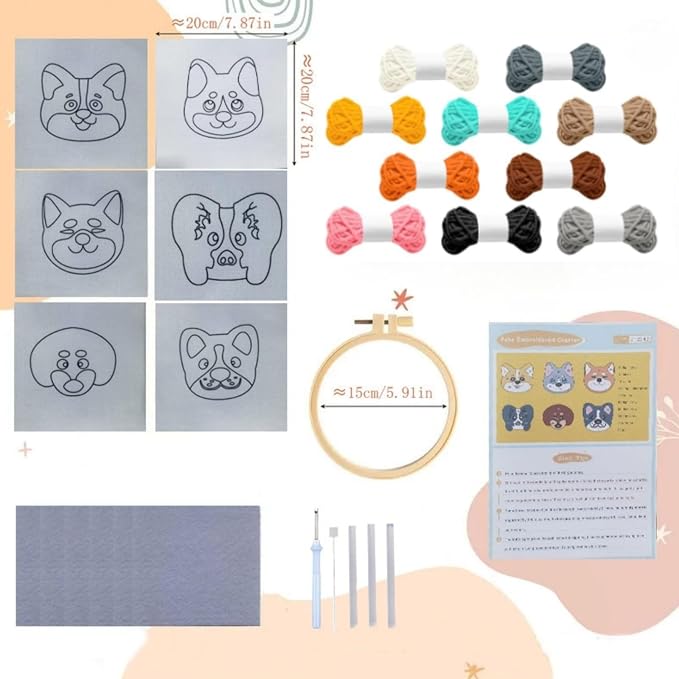 Avtytsda 6PCS Punch Needle Coaster Kit, Easy Punch Needle DIY Embroidery Set - Image 2