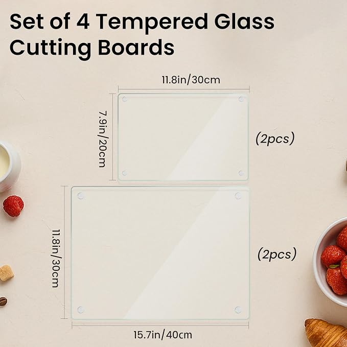 Glass Cutting Boards for Kitchen, Non-slip Chopping Board, Table protection - Image 3