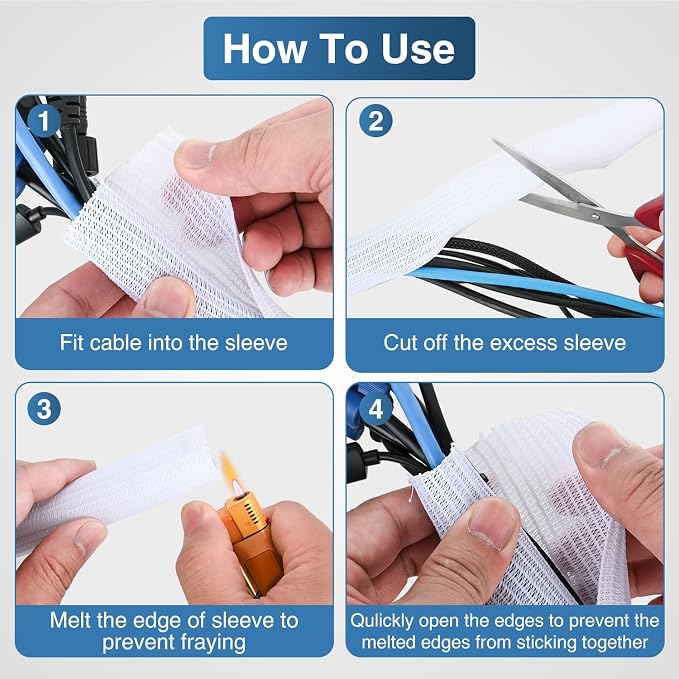 Nilight Cable Sleeve, 10ft-1inch Cord Management Sleeves, Braided Sleeving - Image 4