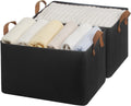 StorageWorks Storage Bins, Fabric Storage Bins for Shelves, Large Storage Baskets with Metal Frame, Closet Baskets and Bins with Handles, Black, 2-Pack