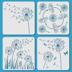 ORIGACH 4 Pcs 12 x 12 Inch Reusable Dandelion Wall Painting Stencils | - Image 9