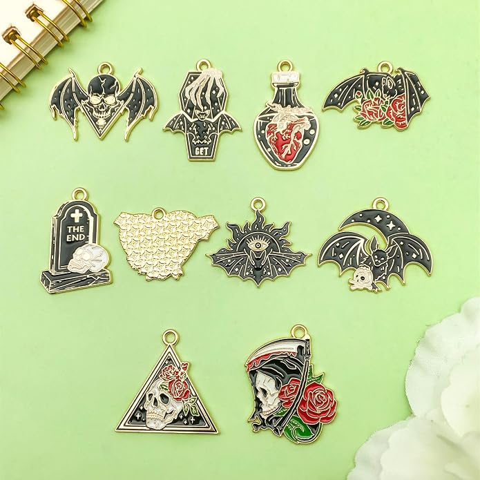 Valentine's Day Heart Charms Set, Decorative Rose and Flower Designs - Image 5