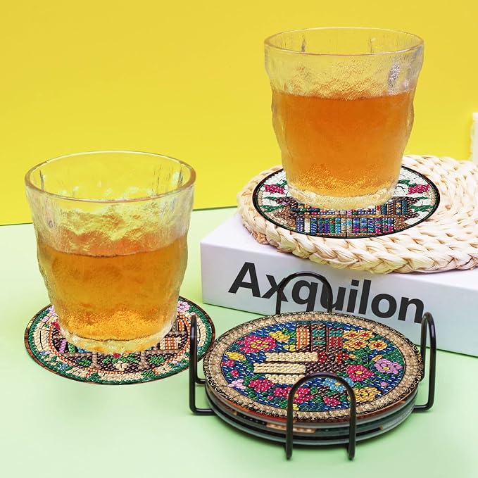 Axquilon 8 Pcs Books Diamond Art Coasters Kit - Image 4
