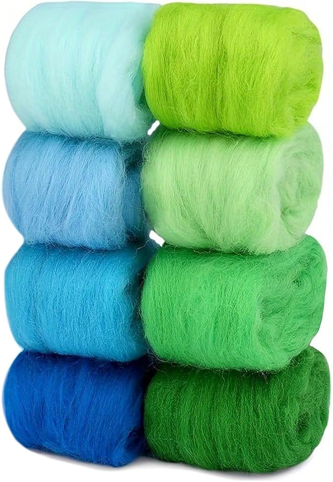 Needle Felting Wool Set, 8 Colors | 10g Each Pack, 2.8 Oz Total, Roving Yarn by Unknown