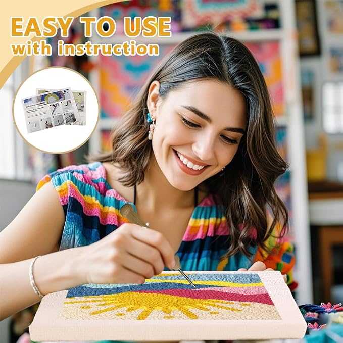 Doodlream Colorful Mountain Sun DIY Punch Needle Embroidery Kit - Image 3