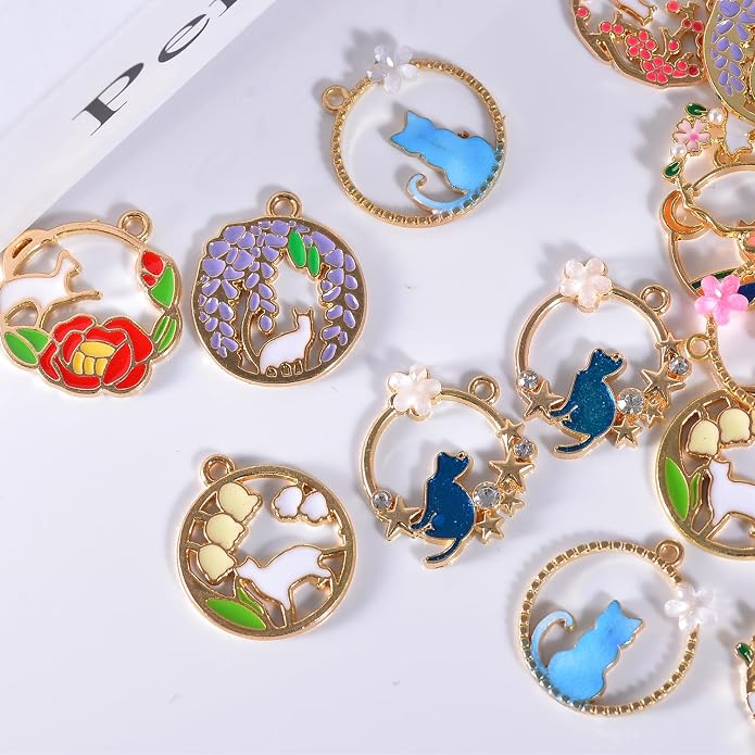 Bulk Gold Enamel Charms for Jewelry Making, Colorful Metal Charms Pendant for - Image 5
