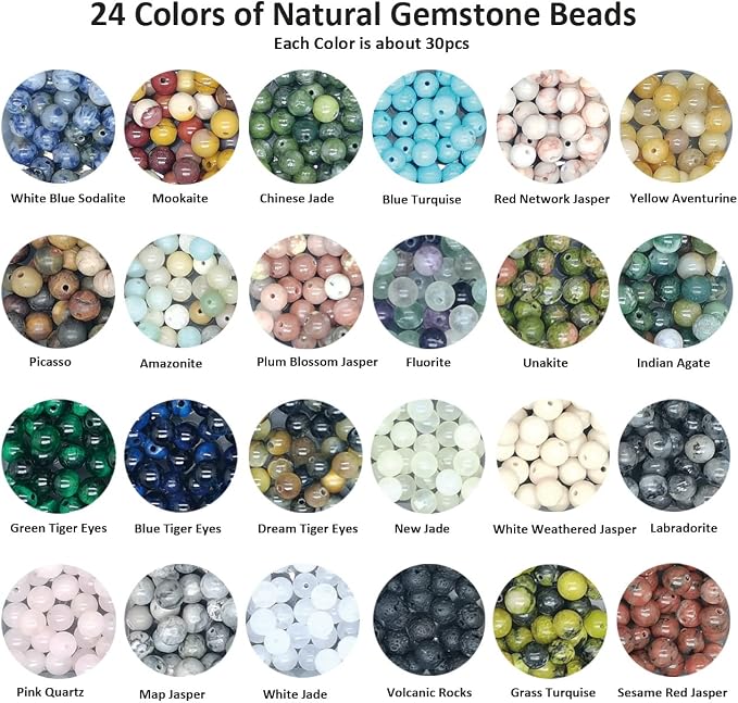 720pcs 6mm Natural Round Stone Beads Gemstone Beading Hole Size 1mm Crystal - Image 2