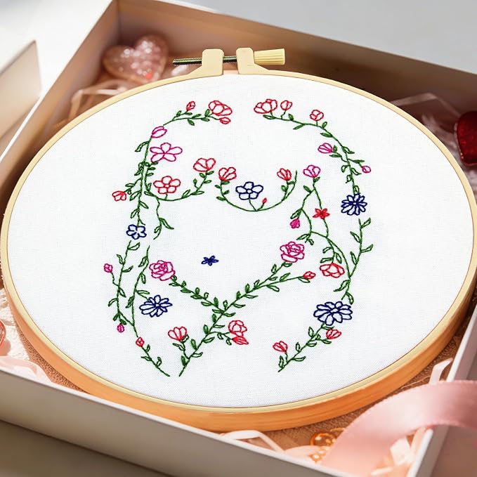 Woman Flowers Embroidery Kits for Beginners Adults, Floral Hand Embroidery - Image 3