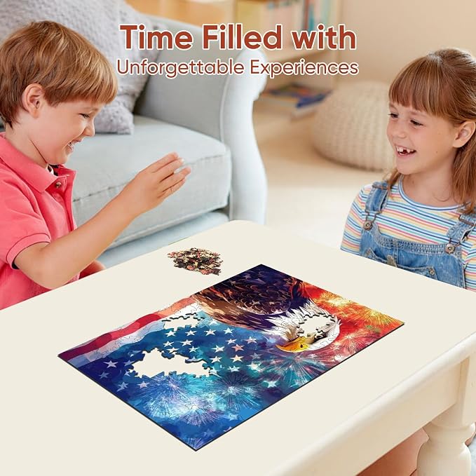 Reouinty Wooden Puzzles for Adults, Firework Eagle Jigsaw Puzzle, Wood Puzzles - Image 3