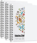 3 Pack Marker Paper Pad, 5×7in Double Sided Bleedproof Sketch Pad, 135lb/200gsm by Prudiut