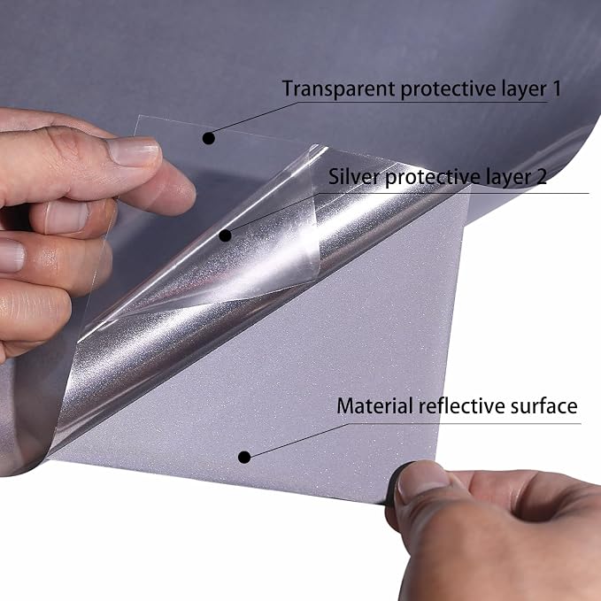 Reflective HTV Reflective Heat Transfer Vinyl Silver Gray Vinyl Rolls 12Inch x - Image 8