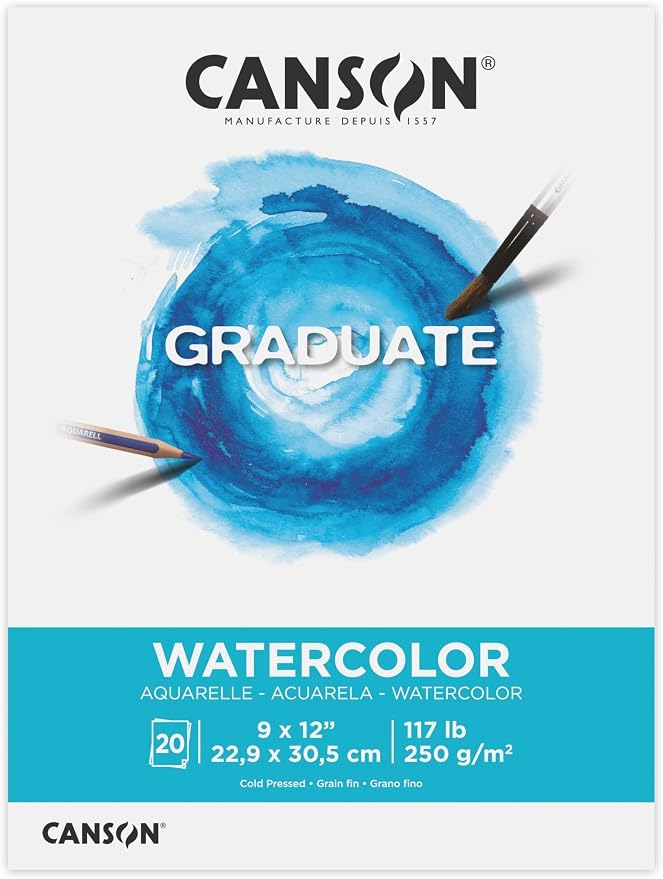 Canson Graduate Watercolor Pad, 9x12 inch, 20 Sheets | Artist Paper by Canson