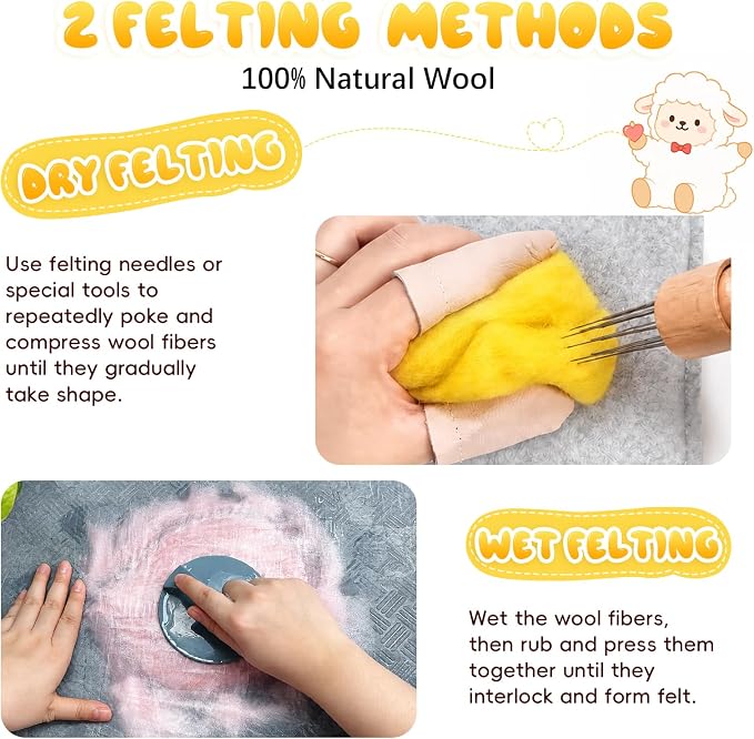 3.53oz Wool Roving: Needle Felting Wool White Roving Wool Felting Supplies Pure - Image 7