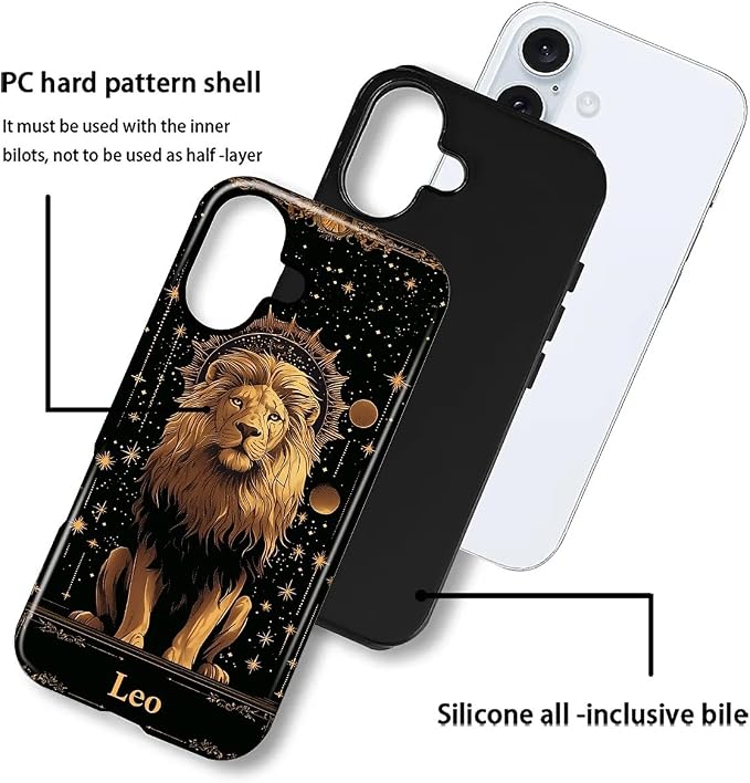 ZHEGAILIAN Case for iPhone 16, Galaxy Lion Gold Durable Shockproof Silicone + - Image 4