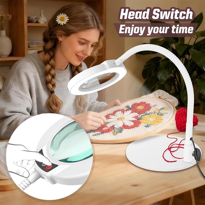 10X Magnifying Glass with Light and Stand, 16.5in Flexible Goose-Neck, 5 Color - Image 5
