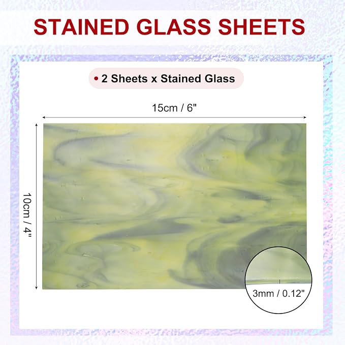 PATIKIL 4 x 6 Inch Transparent Stained Glass Sheets, 2 Sheets Mosaic Glass - Image 2