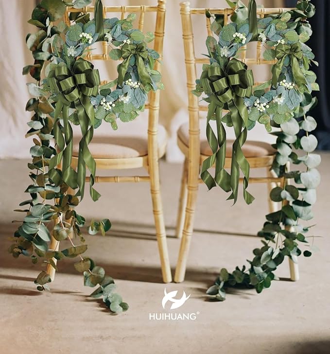 HUIHUANG Moss Green Satin Wired Ribbon 2.5 inch Moss Wire Edge Ribbon - Image 5