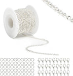 Lemonkey 33 Feet Metal Silver Necklace Chains Curb Links Chains Bulk by Lemonkey