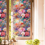 Colorful Pink Red Stained Glass Flowers Blue Purple Wildflowers Window Films by Unknown