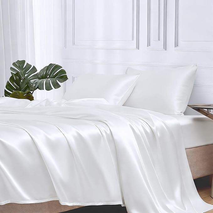 MR&HM Satin Bed Sheets, California King Size Sheets Set by MRHM