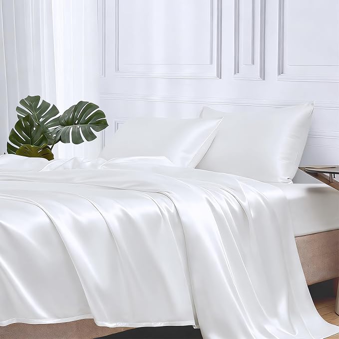 MR&HM Satin Bed Sheets, Full Size Sheets Set by MRHM