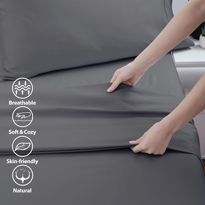 Cotton Twin Flat Sheet Only, 600 Thread Count 100% Egyptian Cotton Top Sheet - Image 3