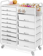 Rolling Storage Cart with 14 Drawers, Storage Organizer Cart with Tabletop and by APEXCHASER