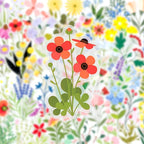 50PCS Transparent Flora Scrapbook Stickers, Flower-F | Vintage Aesthetic Flowers - Image 4