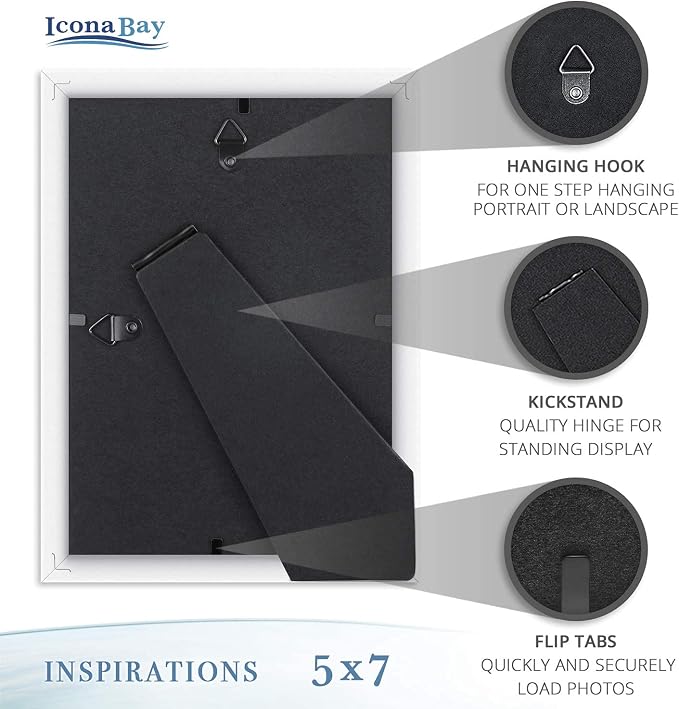 Icona Bay 5x7 Picture Frames, 6 Pack, Contemporary, Inspirations | These Icona - Image 4