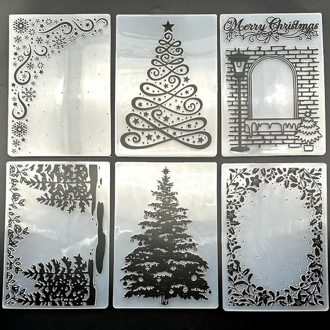 6 Pcs Embossing Folders for Card Making Embossing Stencil Template DIY Plastic by Unknown