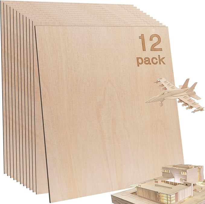 12 Pcs Baltic Birch Plywood, School DIY Projects, CNC Cutting, and Wood Burning by Vemkyrio