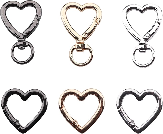 12 Pcs Heart Swivel Spring Clasps，Metal Spring Key Chain Hook Clasps，Clip - Image 2