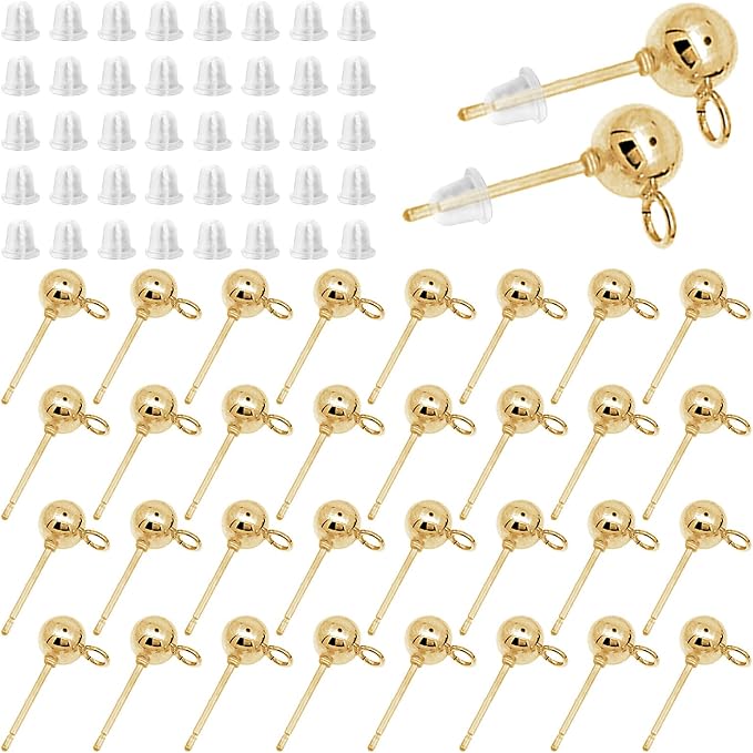 60Pcs Hypoallergenic Ball Studs by Oubaka