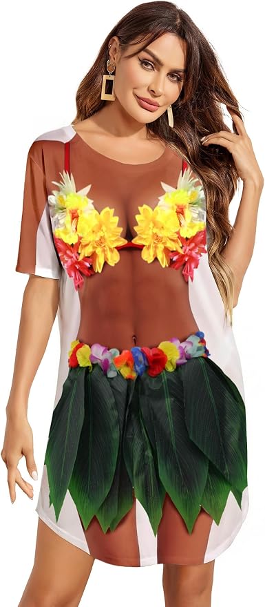 Ekouaer Women's Bikini Shirt Cover Up Short Sleeve Cute Bikini Print Cover-Up - Image 3