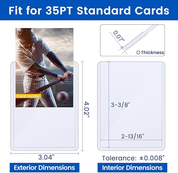 32 Count Card Sleeves Hard Plastic, Sooez 35PT Card Holder, Rigid Card Case - Image 2
