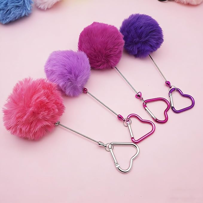 Beadable Heart Pom Pom Keychain Blank Bar - Image 6