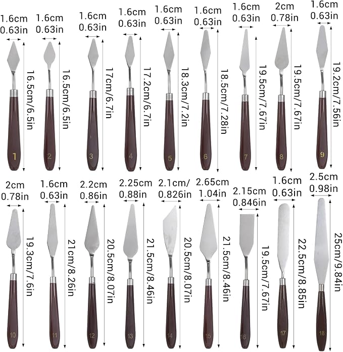 27 Pcs Palette Knife Set Stainless Steel Painting Knife Set Wood Handle Palette - Image 3