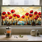 IVN Stained Glass Window Film 39.3x17.7 inch Poppy Flowers Window Privacy Film - Image 6